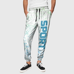 Брюки на резинке мужские Sport бело-голубой, цвет: 3D-принт — фото 2