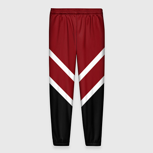 Мужские брюки Красный с чёрным и белые полосы / 3D-принт – фото 2