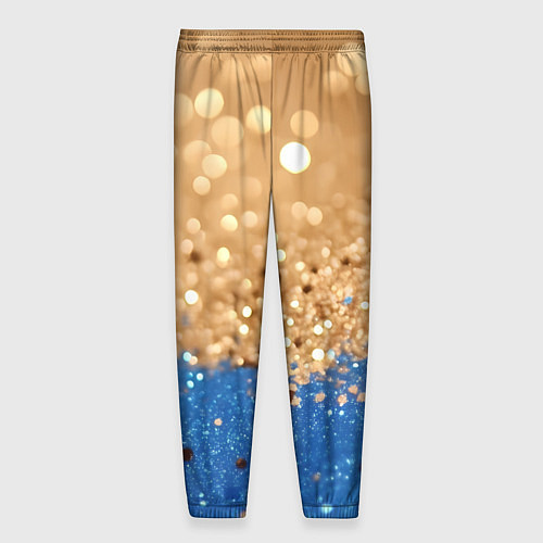 Мужские брюки Золотистые блестки и синий низ / 3D-принт – фото 2