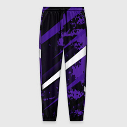 Брюки на резинке мужские Color black purple line, цвет: 3D-принт