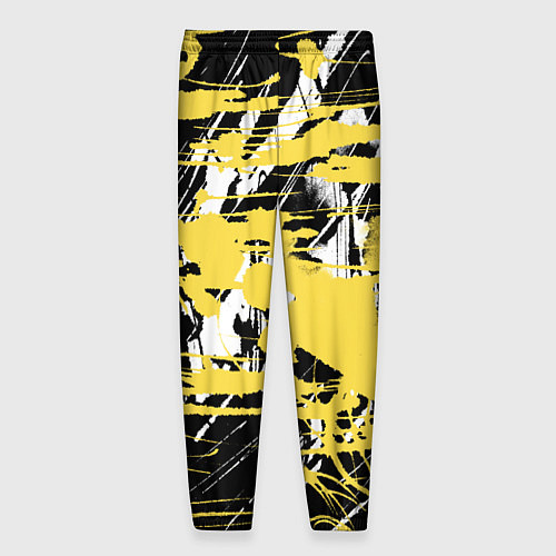 Мужские брюки Желтая краска на черном / 3D-принт – фото 2