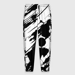 Брюки на резинке мужские Брызги и штрихи черной краски, цвет: 3D-принт