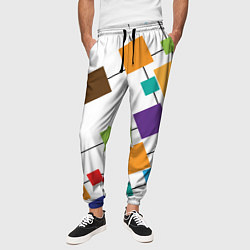 Брюки на резинке мужские Разноцветные квадраты, цвет: 3D-принт — фото 2