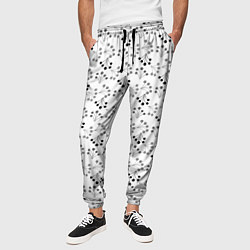 Брюки на резинке мужские Черно белый ягодный узор ретро, цвет: 3D-принт — фото 2