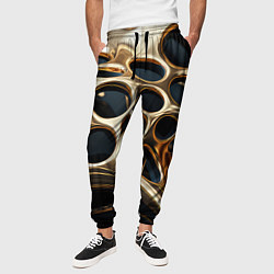Брюки на резинке мужские Черно-золотая абстракция, цвет: 3D-принт — фото 2