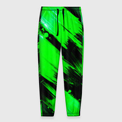 Мужские брюки Зеленые мазки краски на черном