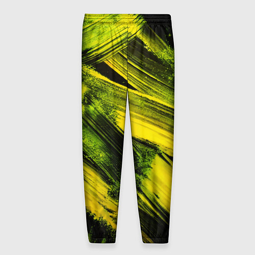 Мужские брюки Мазки краски цвета лайм / 3D-принт – фото 2