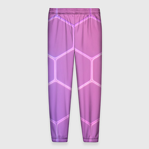 Мужские брюки Розовые неоновые соты / 3D-принт – фото 2