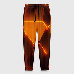 Брюки на резинке мужские Оранжевые объемные пластины, цвет: 3D-принт