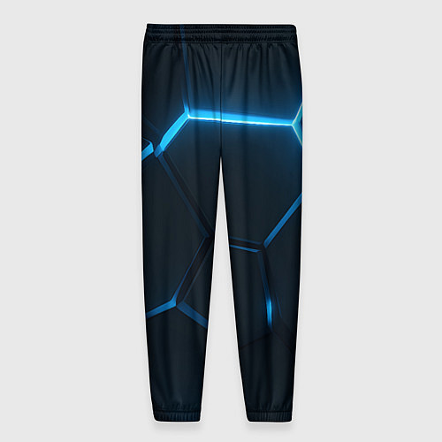 Мужские брюки Черные плиты с синим светом / 3D-принт – фото 2