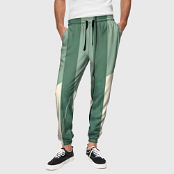 Брюки на резинке мужские Зеленые полосы, цвет: 3D-принт — фото 2