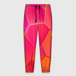 Брюки на резинке мужские Розово-оранжевые плиты, цвет: 3D-принт