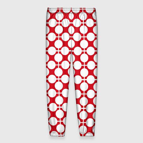 Мужские брюки Красно белый узор в клетку и горох / 3D-принт – фото 2