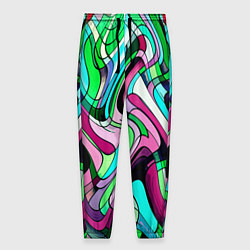 Мужские брюки Зелёно-розовый искажённая абстракция