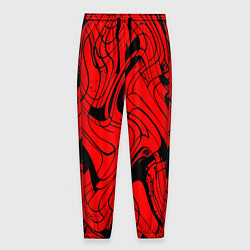 Брюки на резинке мужские Чёрно-красный абстрактный линии, цвет: 3D-принт