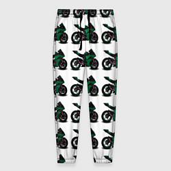 Брюки на резинке мужские Motorbike dark green, цвет: 3D-принт