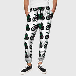 Брюки на резинке мужские Motorbike dark green, цвет: 3D-принт — фото 2