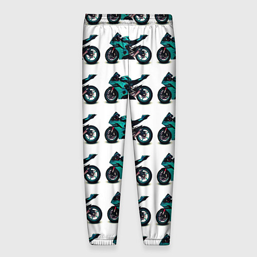 Мужские брюки Motorbike light blue / 3D-принт – фото 2
