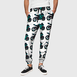 Брюки на резинке мужские Motorbike light blue, цвет: 3D-принт — фото 2