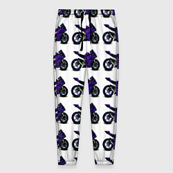 Брюки на резинке мужские Motorcycle purple gloss, цвет: 3D-принт
