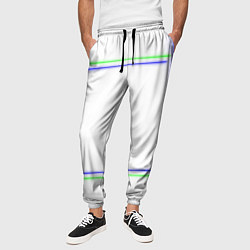 Брюки на резинке мужские Neon white green light blue, цвет: 3D-принт — фото 2