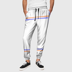 Брюки на резинке мужские Neon white orange light blue, цвет: 3D-принт — фото 2