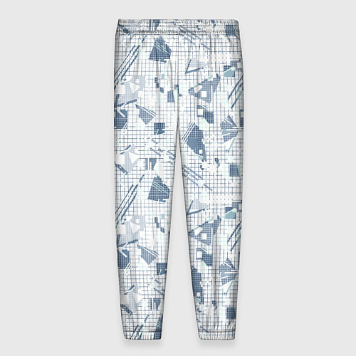 Мужские брюки Мемфис синий с серым клетчатый геометрический узор / 3D-принт – фото 2