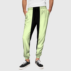 Брюки на резинке мужские Color light green black line, цвет: 3D-принт — фото 2