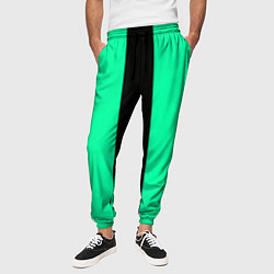 Брюки на резинке мужские Color turquoise black line, цвет: 3D-принт — фото 2