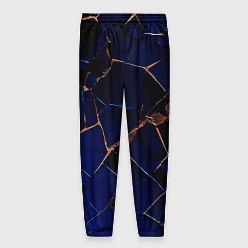 Мужские брюки Тёмный синий абстракция битые плиты / 3D-принт – фото 2
