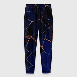 Брюки на резинке мужские Тёмный синий абстракция битые плиты, цвет: 3D-принт