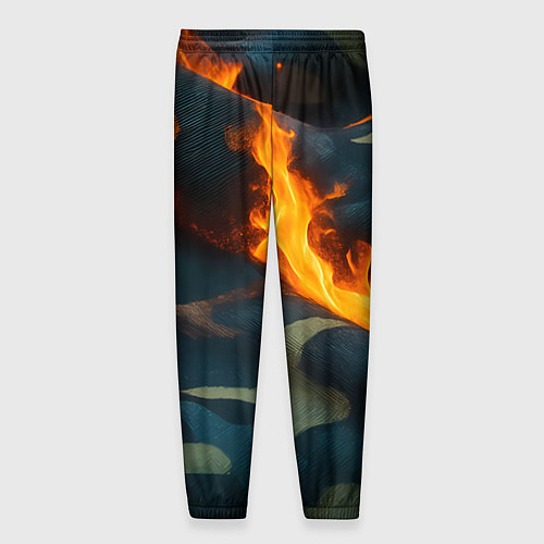 Мужские брюки Огонь на камуфляжной ткани / 3D-принт – фото 2