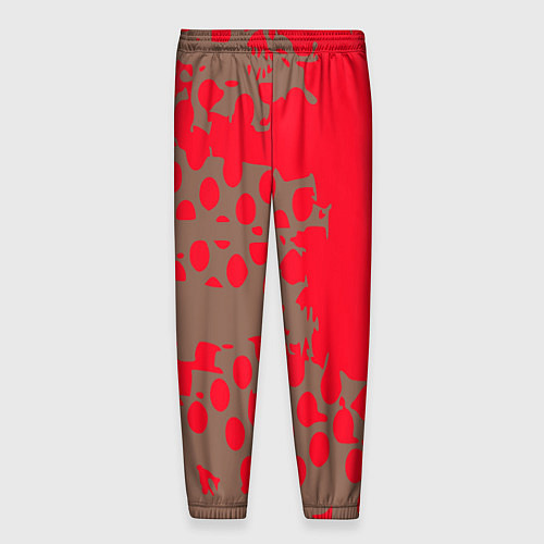 Мужские брюки Абстрактные алые пятна на цвете какао / 3D-принт – фото 2
