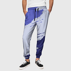 Брюки на резинке мужские Сине-голубые неравномерные полосы, цвет: 3D-принт — фото 2