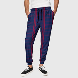 Брюки на резинке мужские Color blue cage pink stripes, цвет: 3D-принт — фото 2