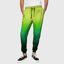 Брюки на резинке мужские Градиент укропное зеленое омбре, цвет: 3D-принт — фото 2