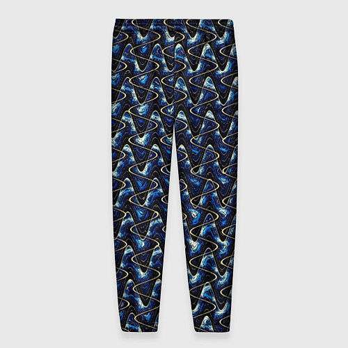 Мужские брюки Тёмно-синий волнистые полосы / 3D-принт – фото 2
