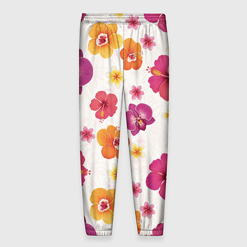 Мужские брюки Тропический букет - узор с яркими гибискусами и ор / 3D-принт – фото 2