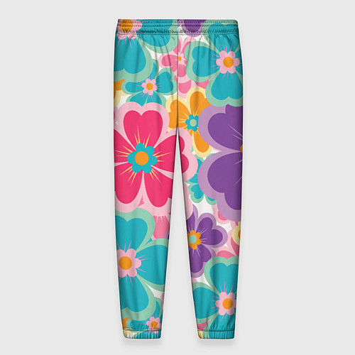 Мужские брюки Яркий цветочный калейдоскоп - узор в стиле ретро / 3D-принт – фото 2