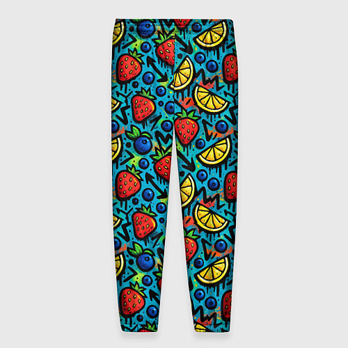 Мужские брюки Летний вайб - фрукты и ягоды паттерн / 3D-принт – фото 2