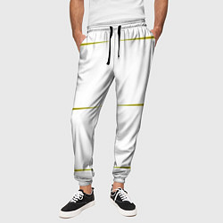 Брюки на резинке мужские Color white pink yellow stripes, цвет: 3D-принт — фото 2