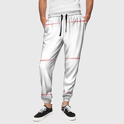 Брюки на резинке мужские Color white red stripes, цвет: 3D-принт — фото 2