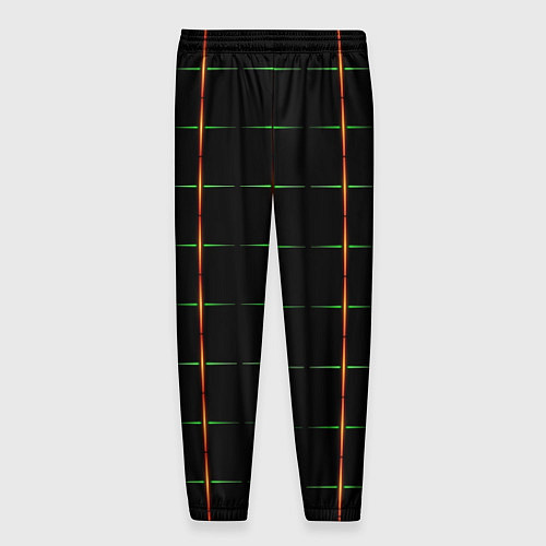 Мужские брюки Color black orange green crosses / 3D-принт – фото 2