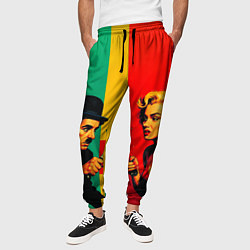 Брюки на резинке мужские Чарли Чаплин против Мэрилин Монро поп-арт, цвет: 3D-принт — фото 2