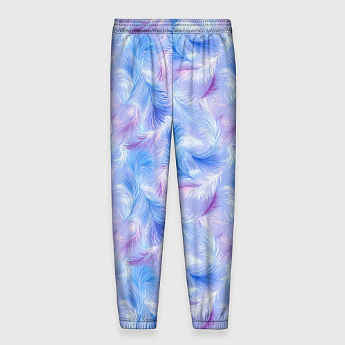 Мужские брюки Узор из голубых и сиреневых перьев / 3D-принт – фото 2