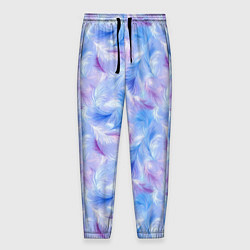 Мужские брюки Узор из голубых и сиреневых перьев