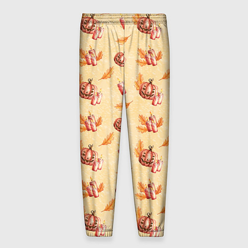 Мужские брюки Хеллоуин с тыквой и листьями / 3D-принт – фото 2