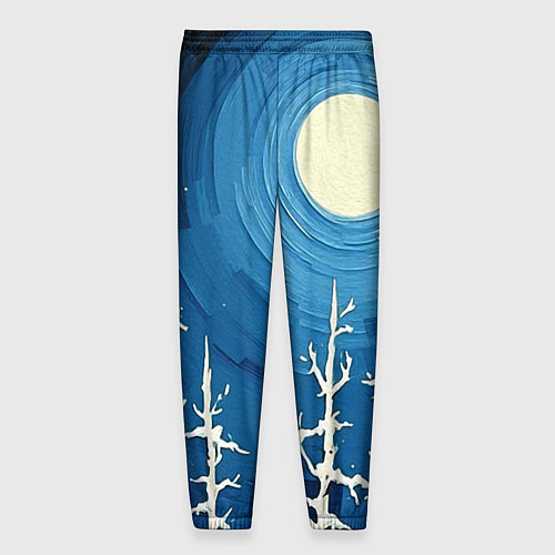 Мужские брюки Полнолуние и берёзы акрилом / 3D-принт – фото 2