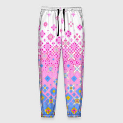 Брюки на резинке мужские Розово-голубой узор, цвет: 3D-принт