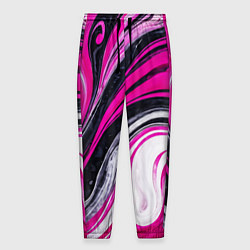 Брюки на резинке мужские Розово белая абстракция, цвет: 3D-принт